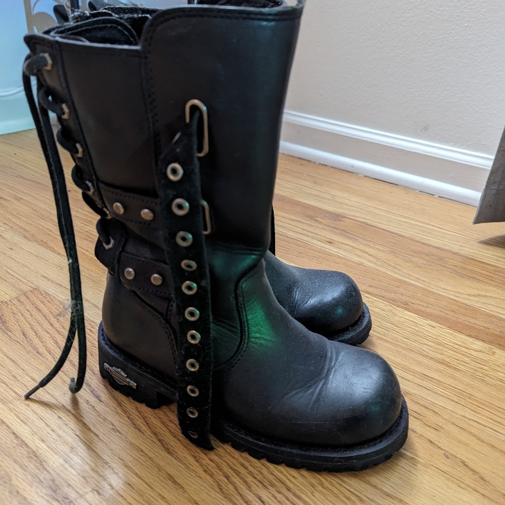 Harley Davidson calf height leather motorcycle boots size 6.5